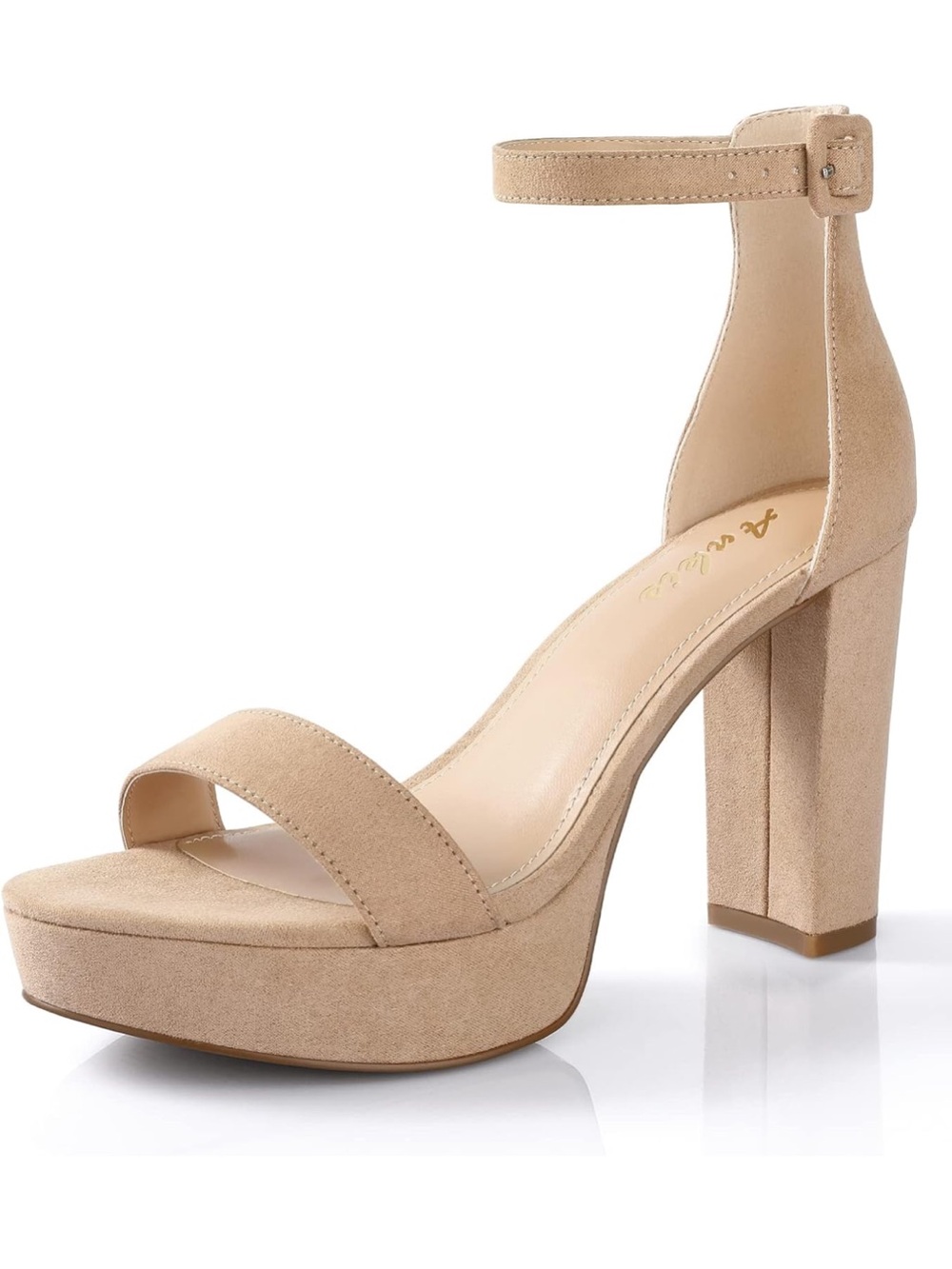 Neutral Beige Platform Ankle-Strap Sandal for Women
